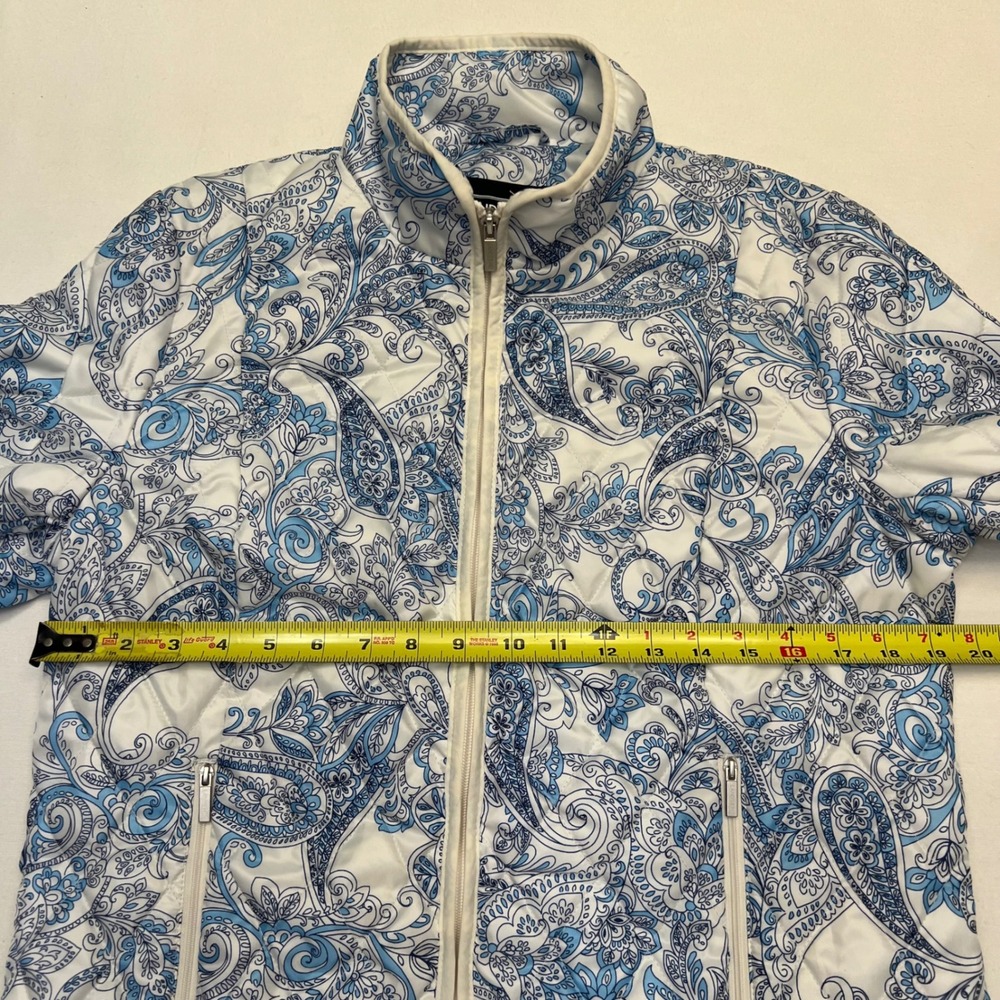 Lands' End Blue White Paisley Coastal Cottage Shabby Chic Quilted Jacket Size M - Picture 5 of 8